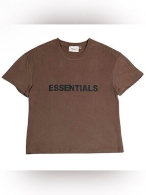 Fear Of God Essentials Spellout Appliqué Logo T Shirt Brown